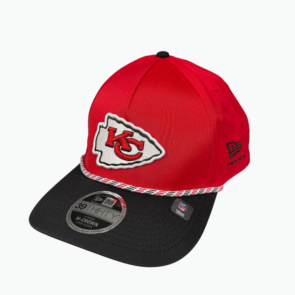 New Era Kansas City Chiefs Hat Mens L/XL Red 39THIRTY Stretch Fit Rope Cap